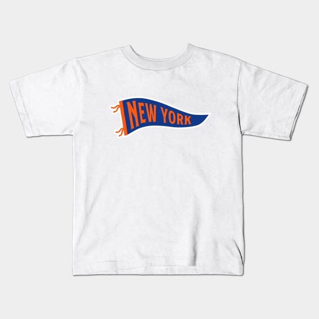 New York Pennant - White Kids T-Shirt by KFig21